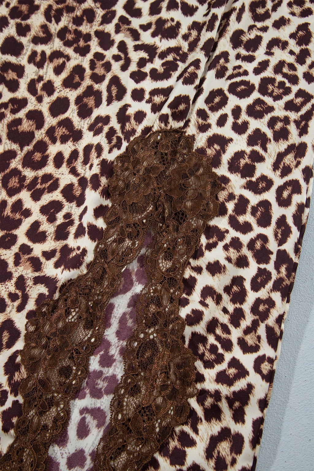 Brown Cheetah Print Trim Split Long Western Skirt