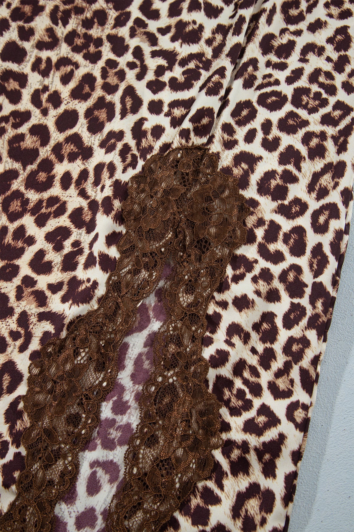 Brown Cheetah Print Trim Split Long Western Skirt