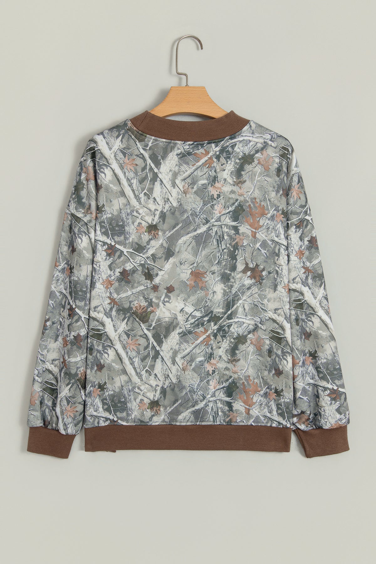 Beige Western Mallard Letter Print Baggy Pullover Sweatshirt