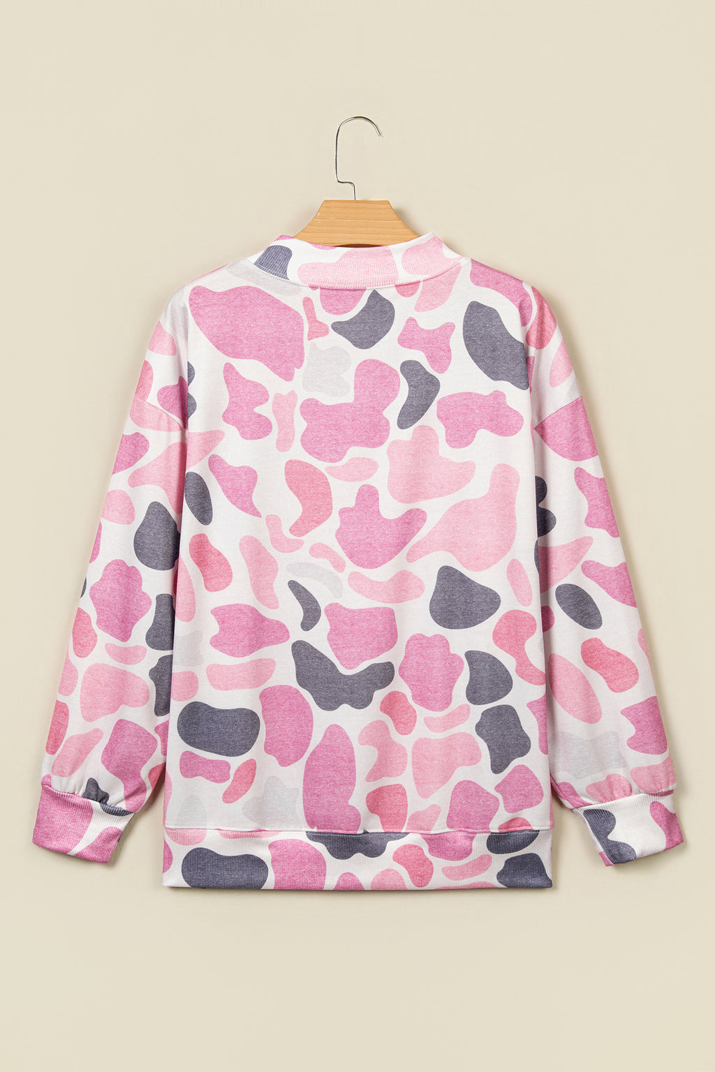 Multicolour Camo Print Howdy Western Style Baggy Pullover Sweatshirt